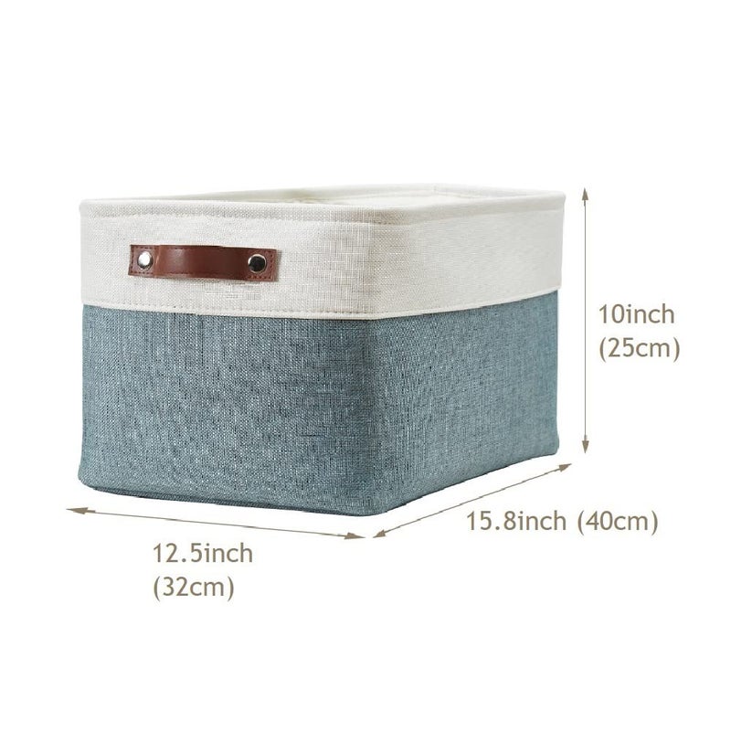 DECOMOMO Storage Baskets for Shelves - Fabric Storage Bins, Linen Closet Organizers and Storage (Green & White, XL - 3 Pack) - Image 5